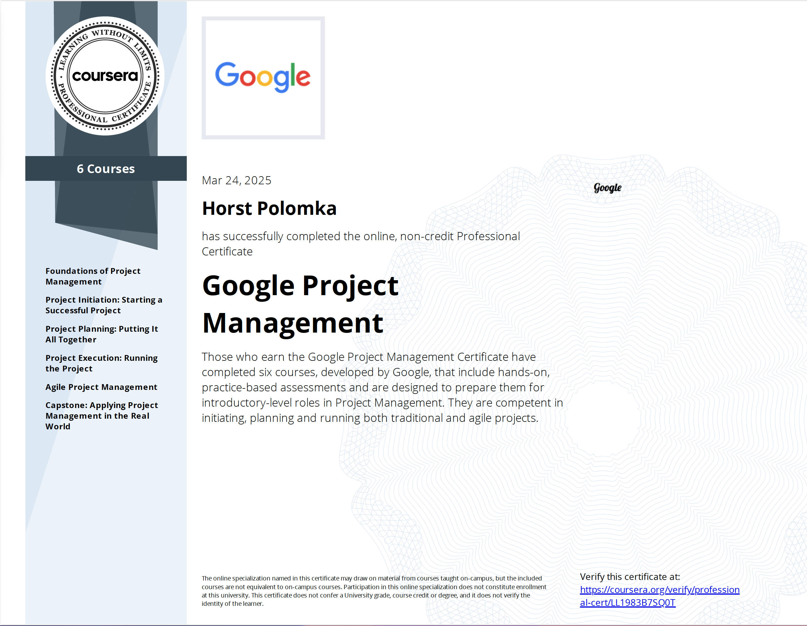 Google Project Management.