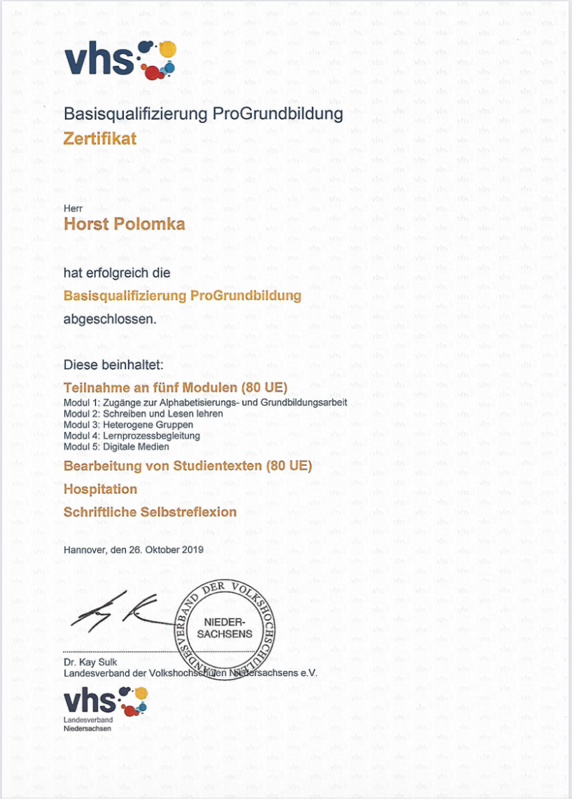 Basisqualifizierung ProGrundbildung.