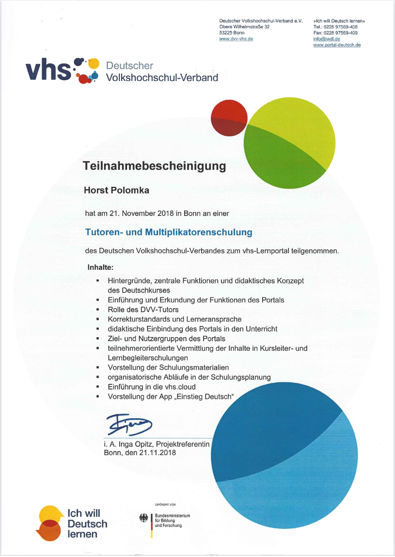 Tutoren- und Multiplikatorenschulung.