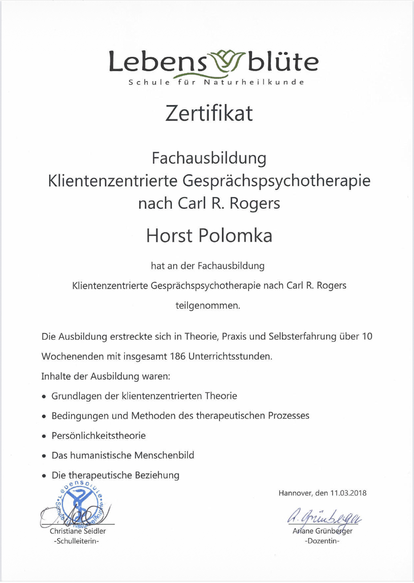 Gesprächspsychotherapie.