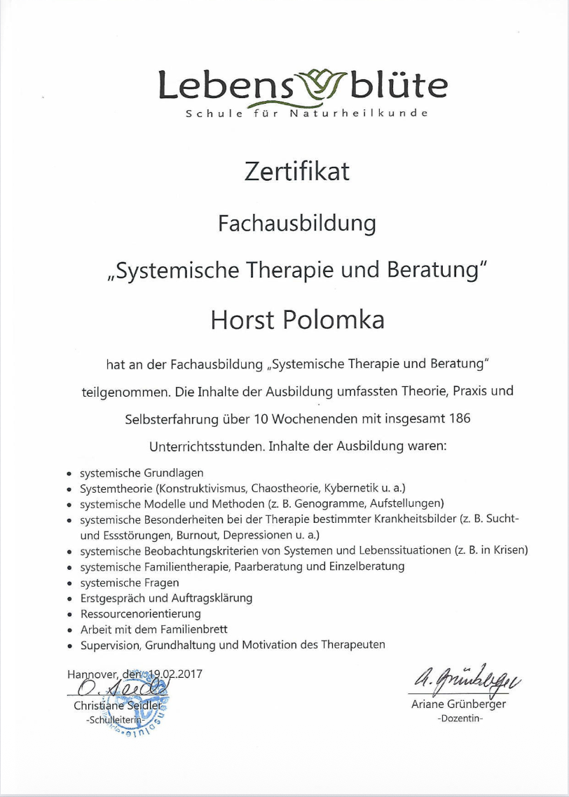 Systemische Therapie und Beratung.